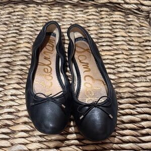 Sam Edelman Black Leather Flats with Bow